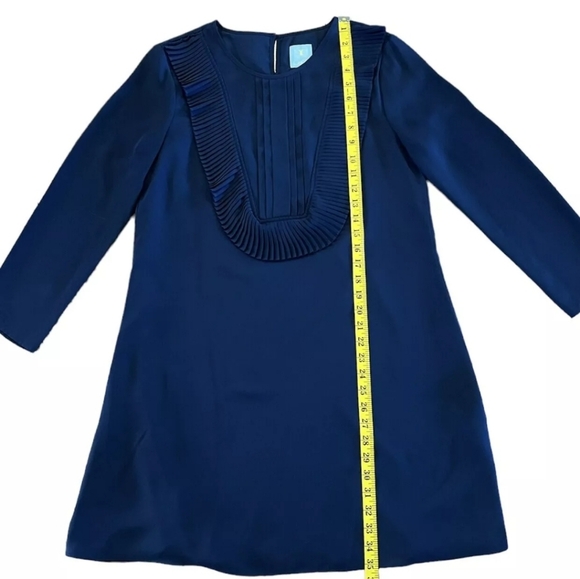 CeCe Navy Accordion Pleat Front Bib Shift Dress - Picture 4 of 4